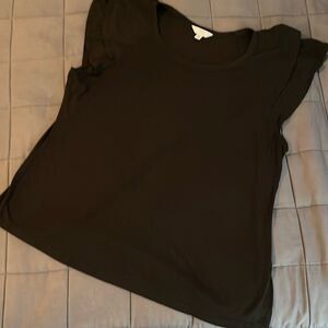 Black Flutter Sleeve Tee Shirt